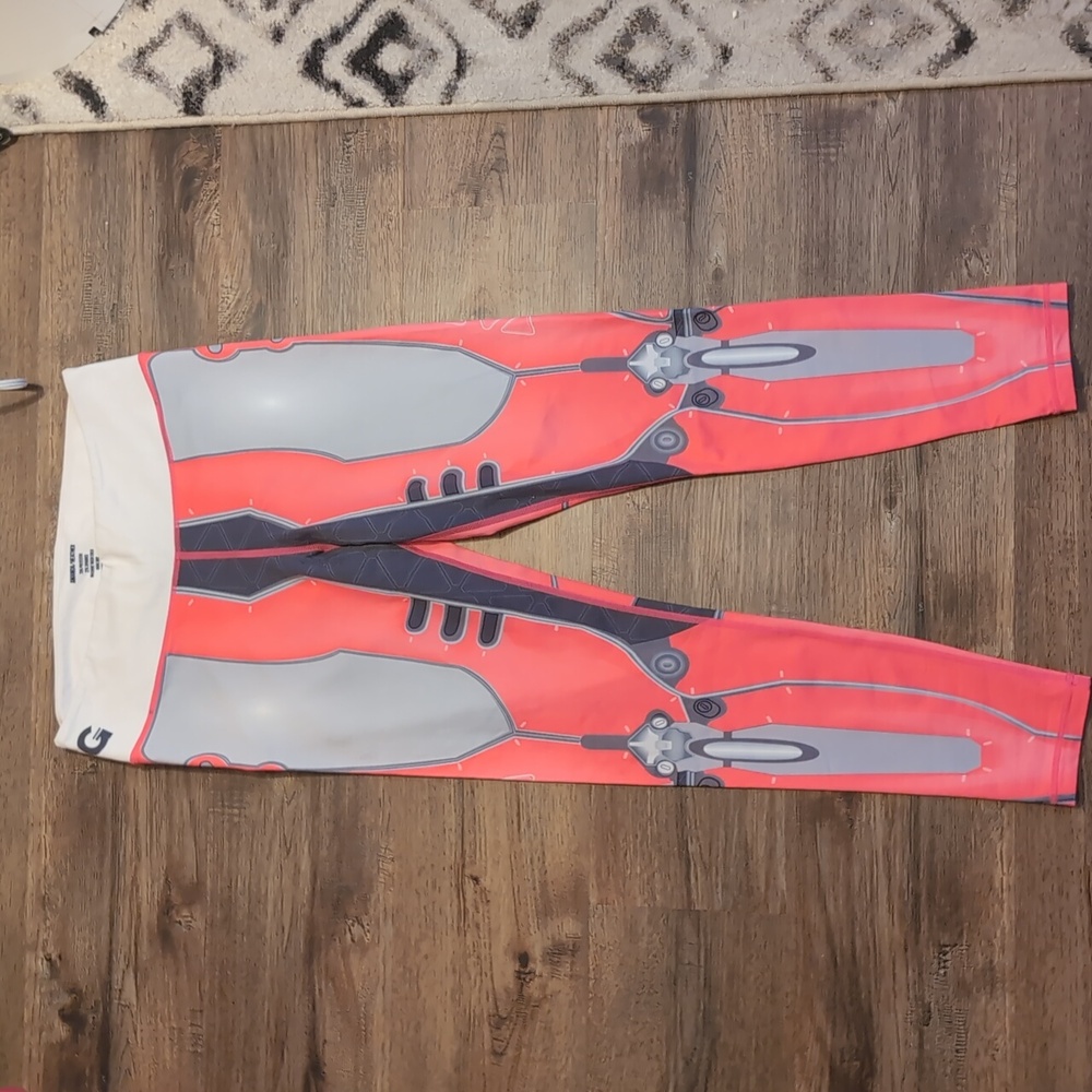 Grrrl Pink and Gray Robotic Leggings - Med/Large